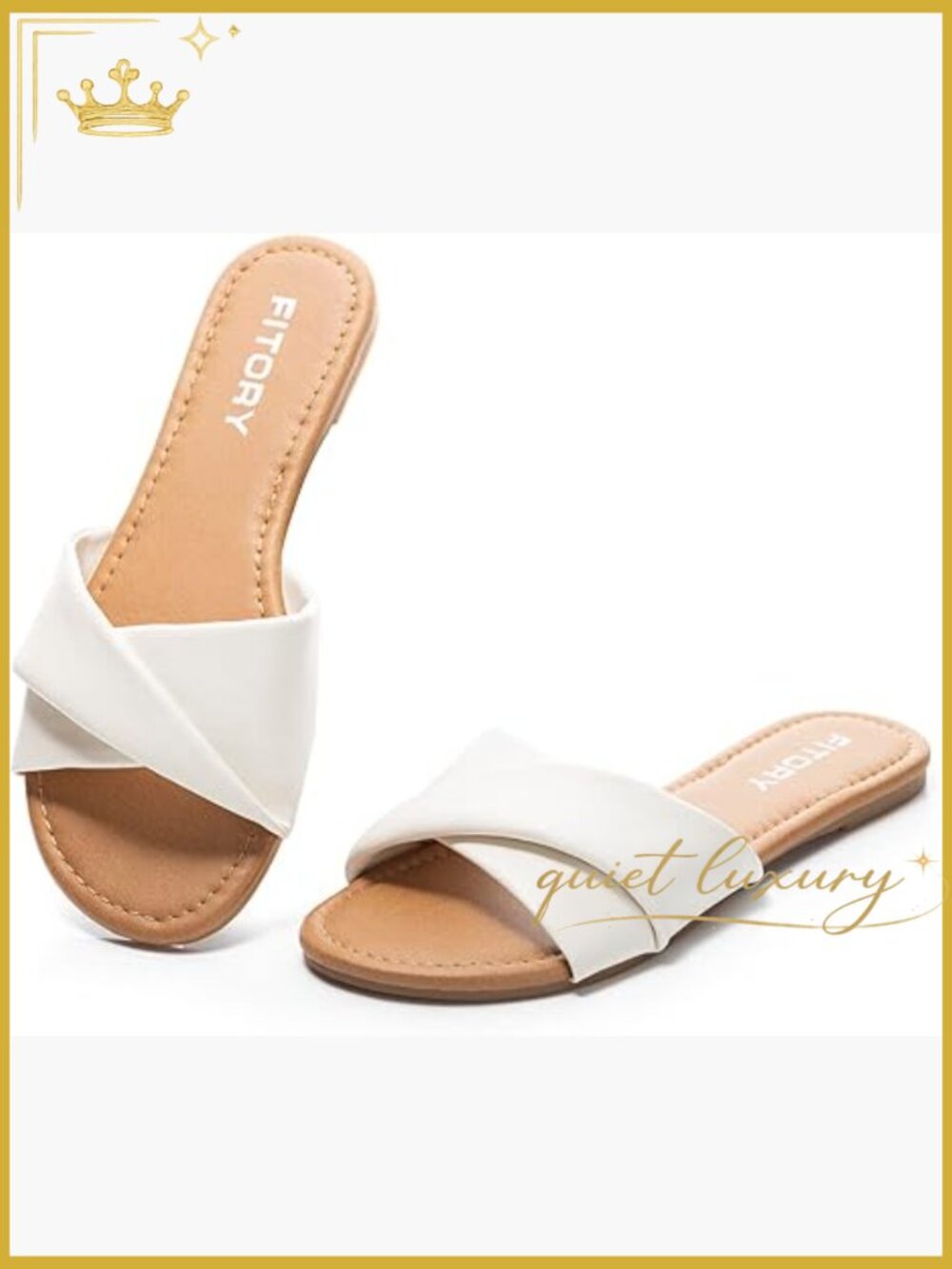 Women's Flat Sandals Fashion Slides Soft Leather Slippers Size 8